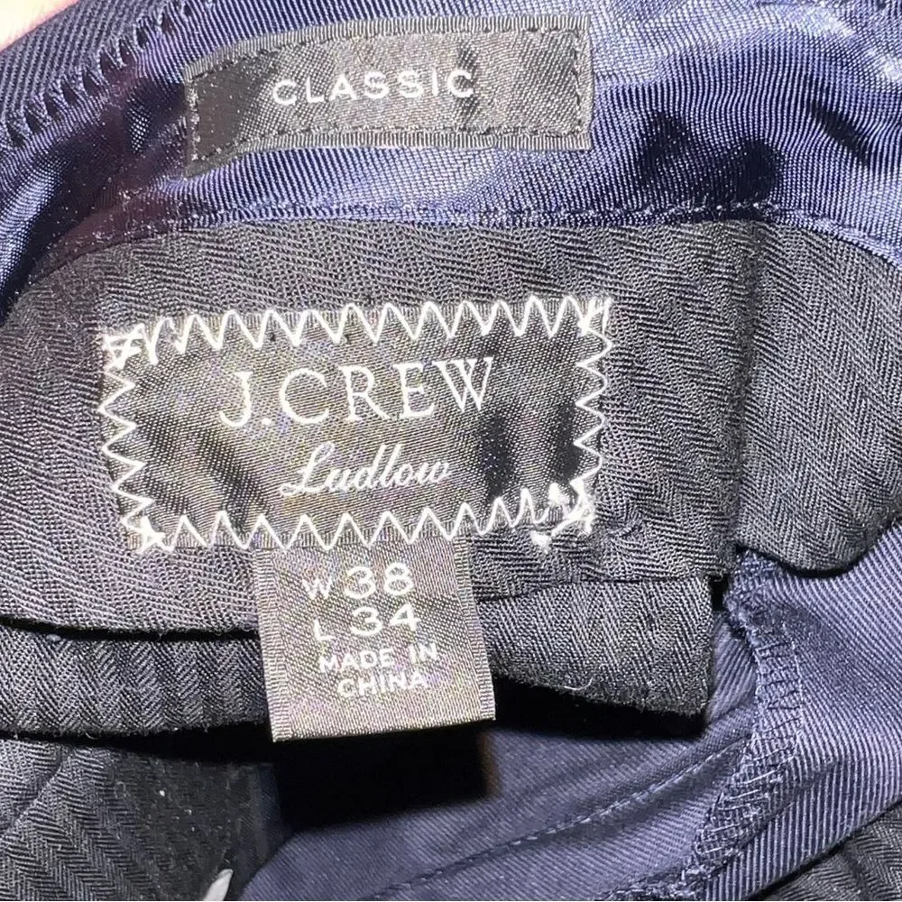 NWOT J Crew Ludlow Suit Mens 42S 38x34 Navy Italian Duca Visconti Cotton Classic